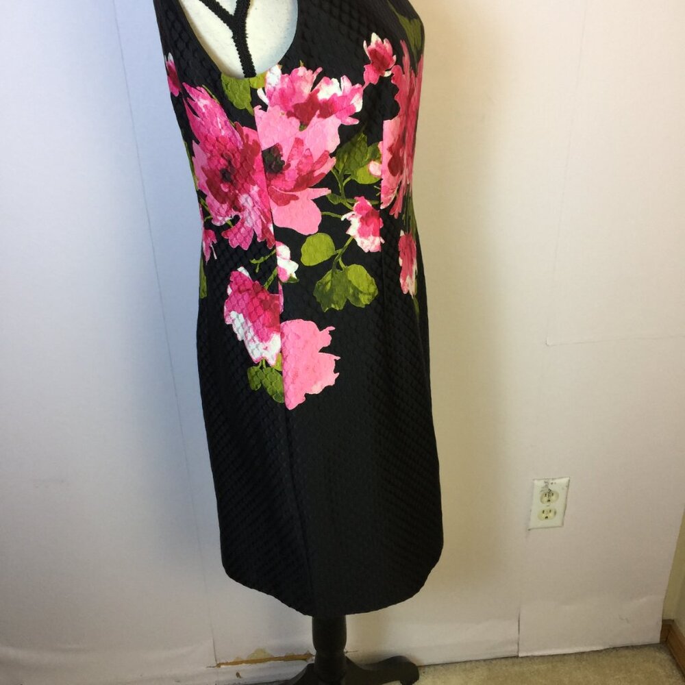 Tahari ASL Sheath Dress 6P Woman Petite Black Pink Floral Print Sleeveless Lined - Picture 16 of 16